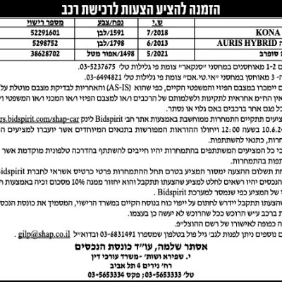 הזמנה להציע הצעות לרכישת רכב
